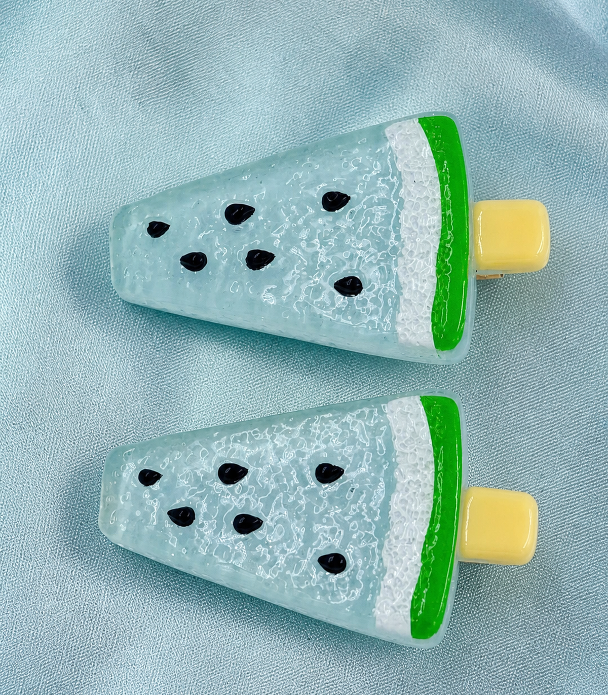 Aqua Watermelon Barrette Pair close-up view