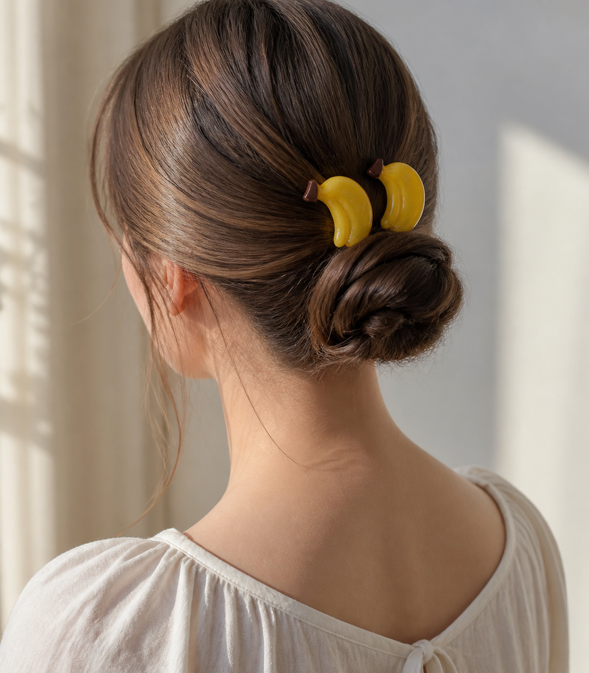 Banana Barrette Pair styled editorial view