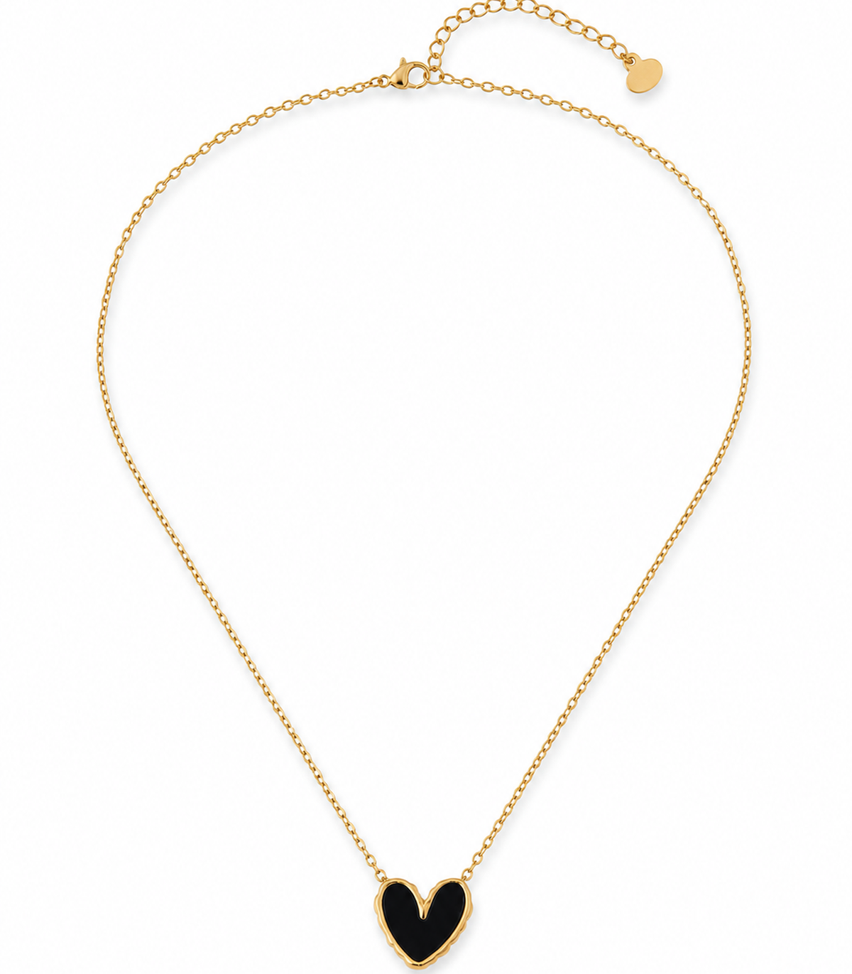 Black Heart Pendant Necklace on white background