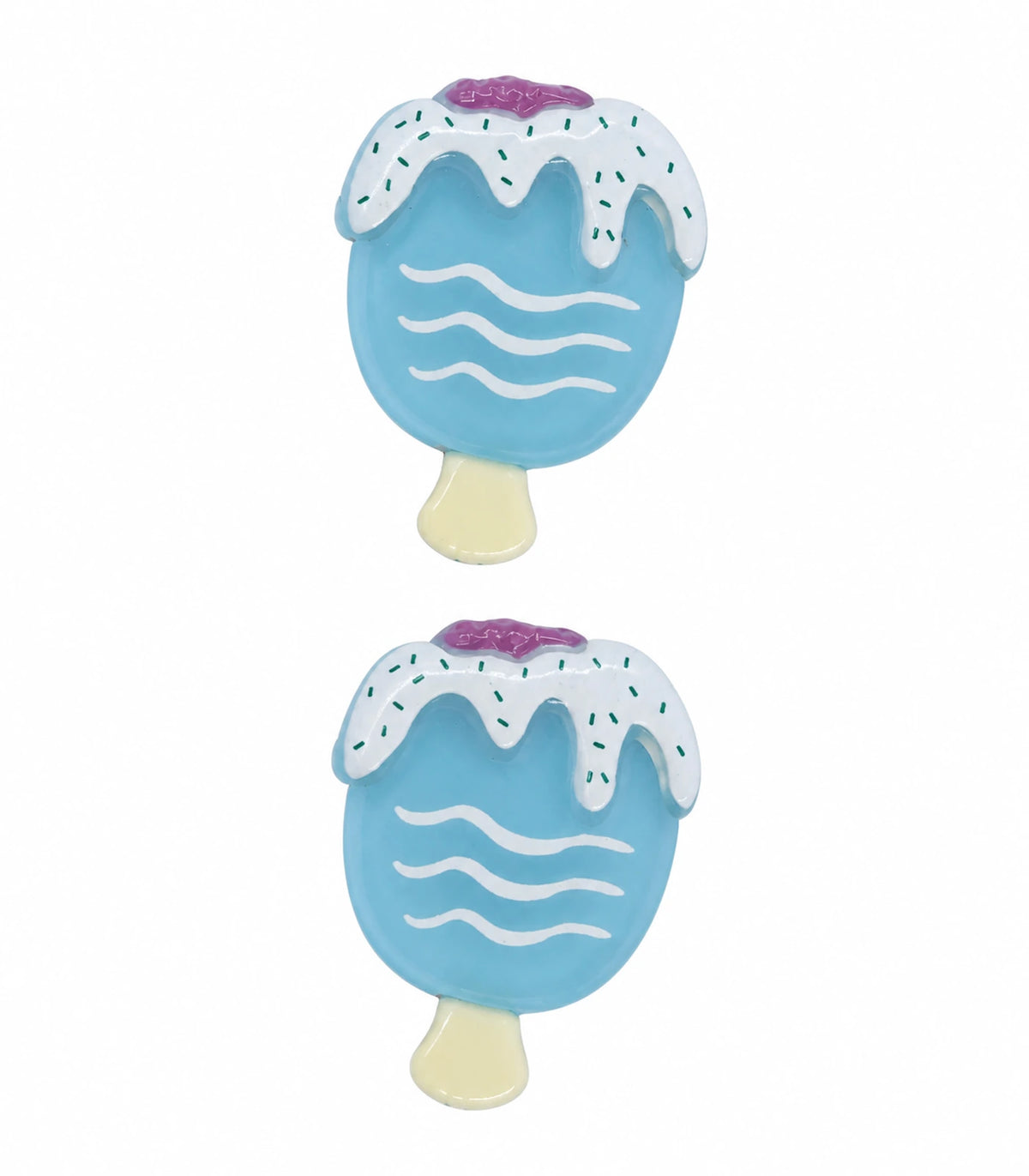 Blue Frosted Popsicle Clip Pair on a clean white background