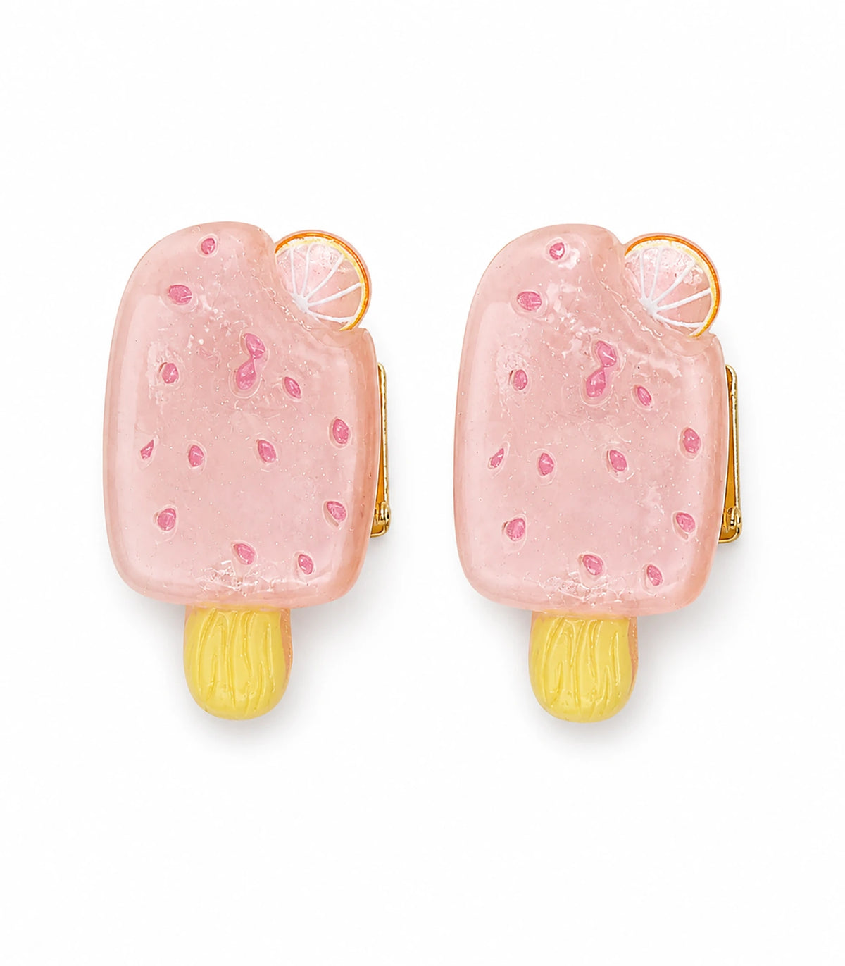 Blush Pink Citrus Popsicle Clip Pair on a clean white background