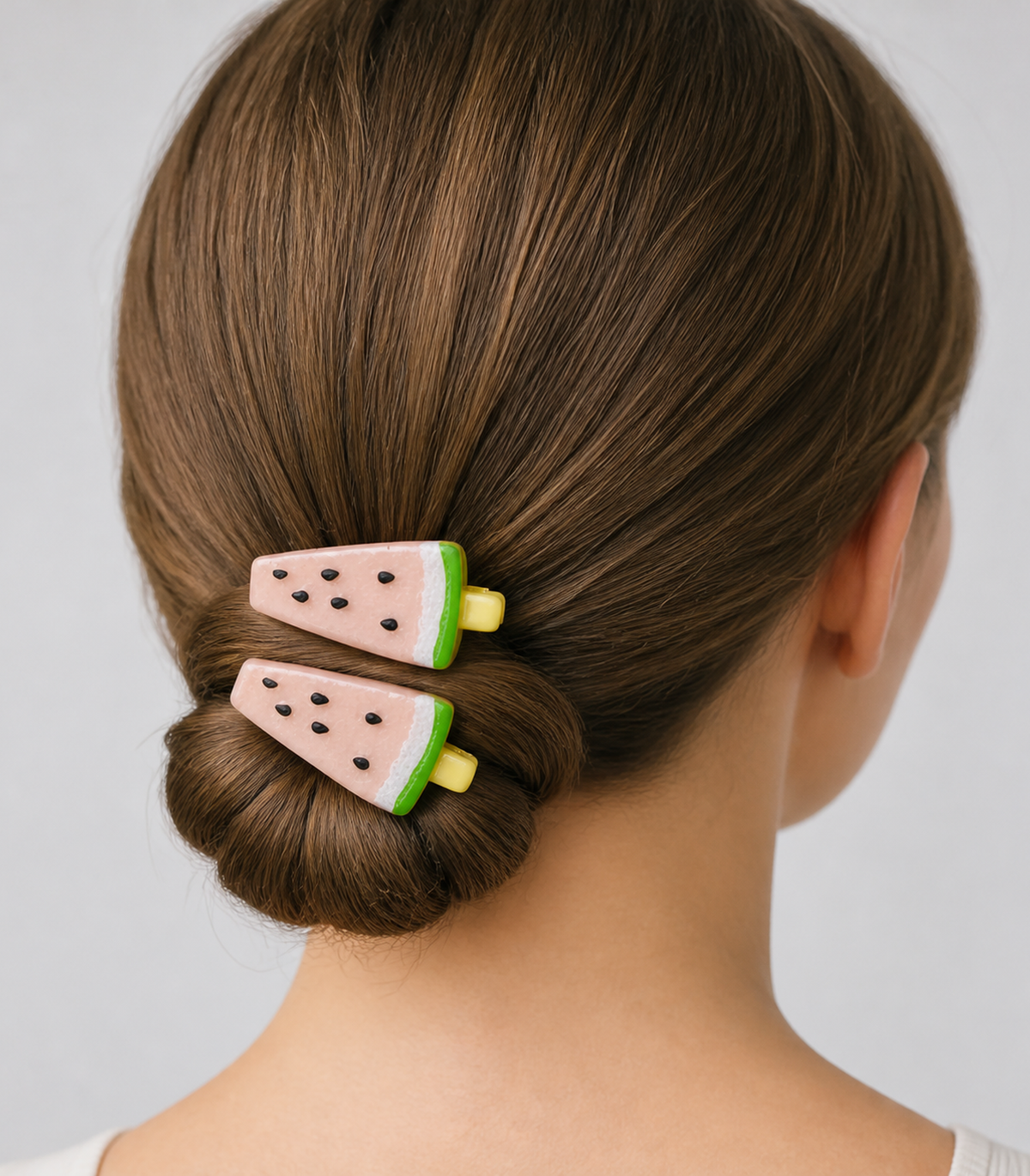 Blush Watermelon Barrette Pair styled editorial view