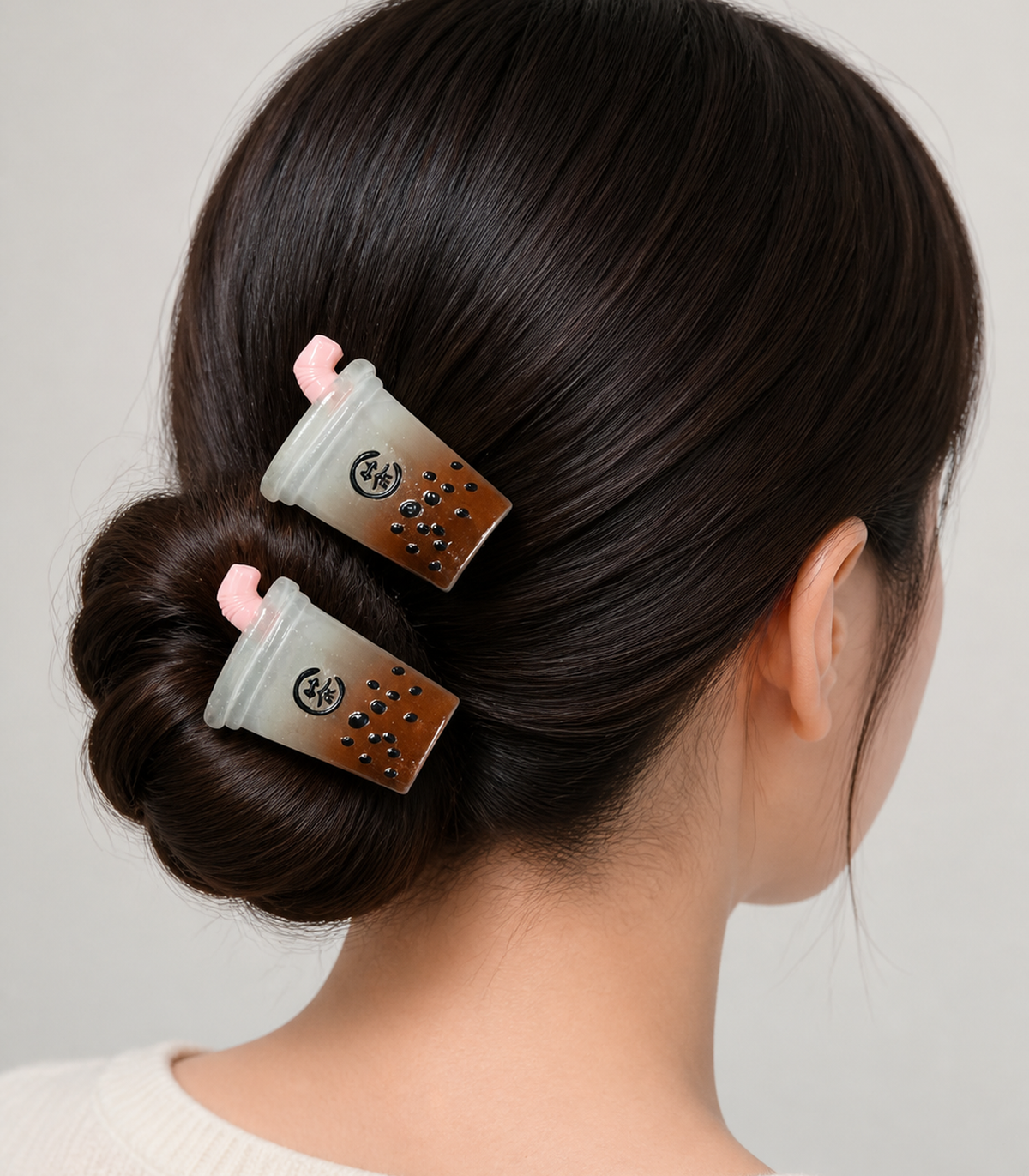 Bubble Tea Barrette Pair styled editorial view