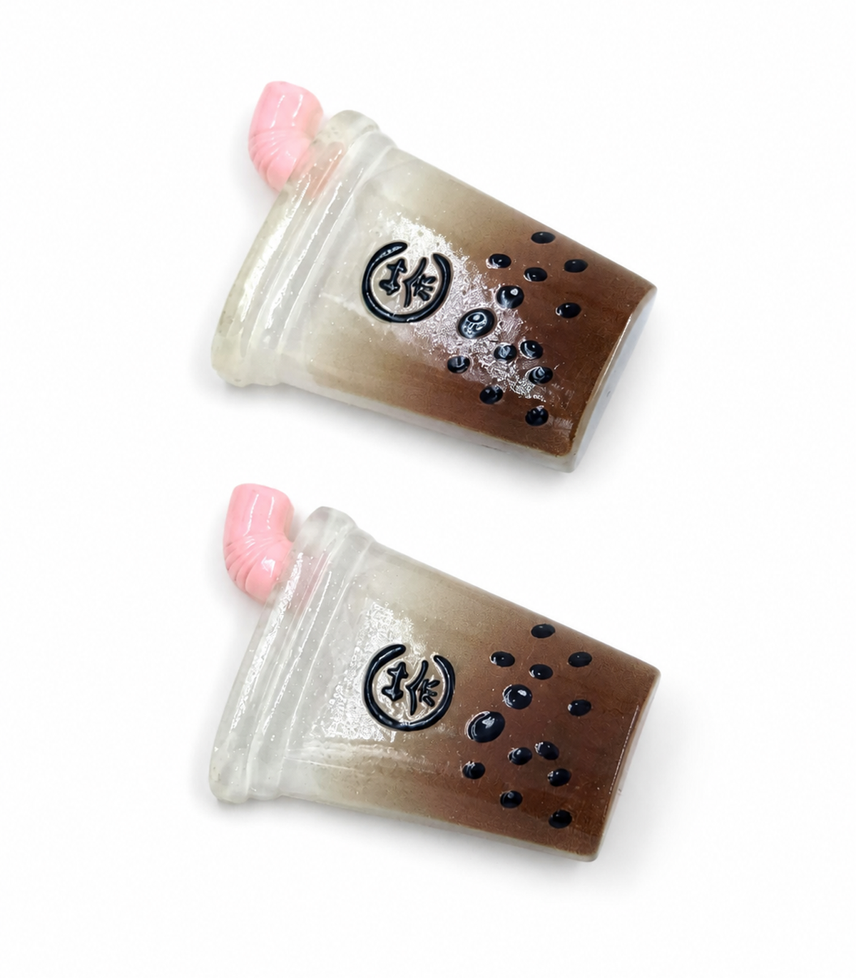 Bubble Tea Barrette Pair on white background