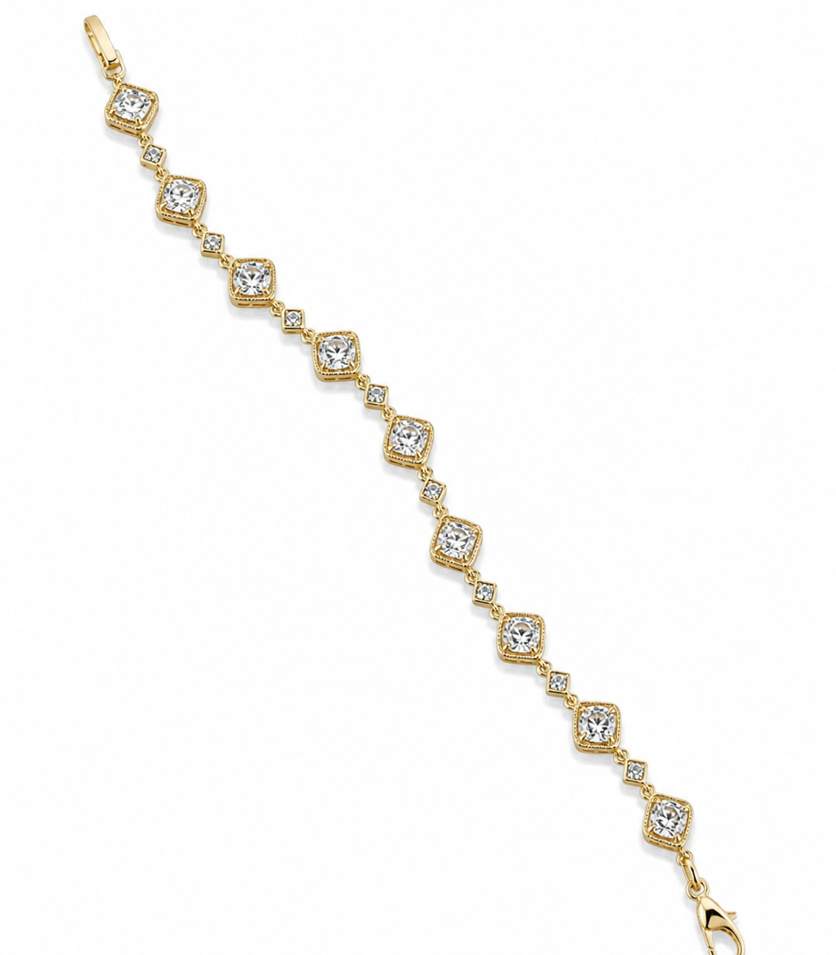 Clear Crystal Diamond Link Bracelet on white background