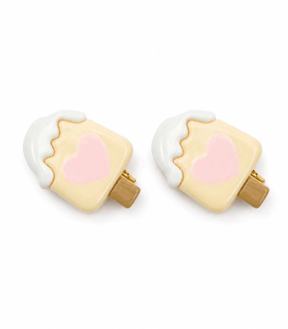 Cream Heart Popsicle Clip Pair on a clean white background