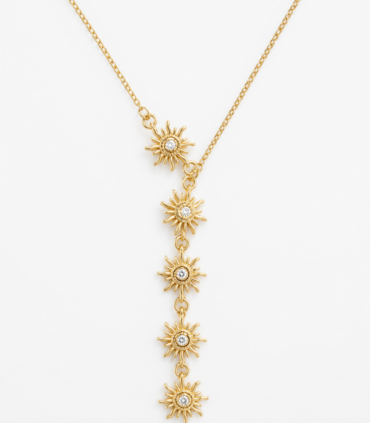 Close-up of Crystal Sun Y Necklace
