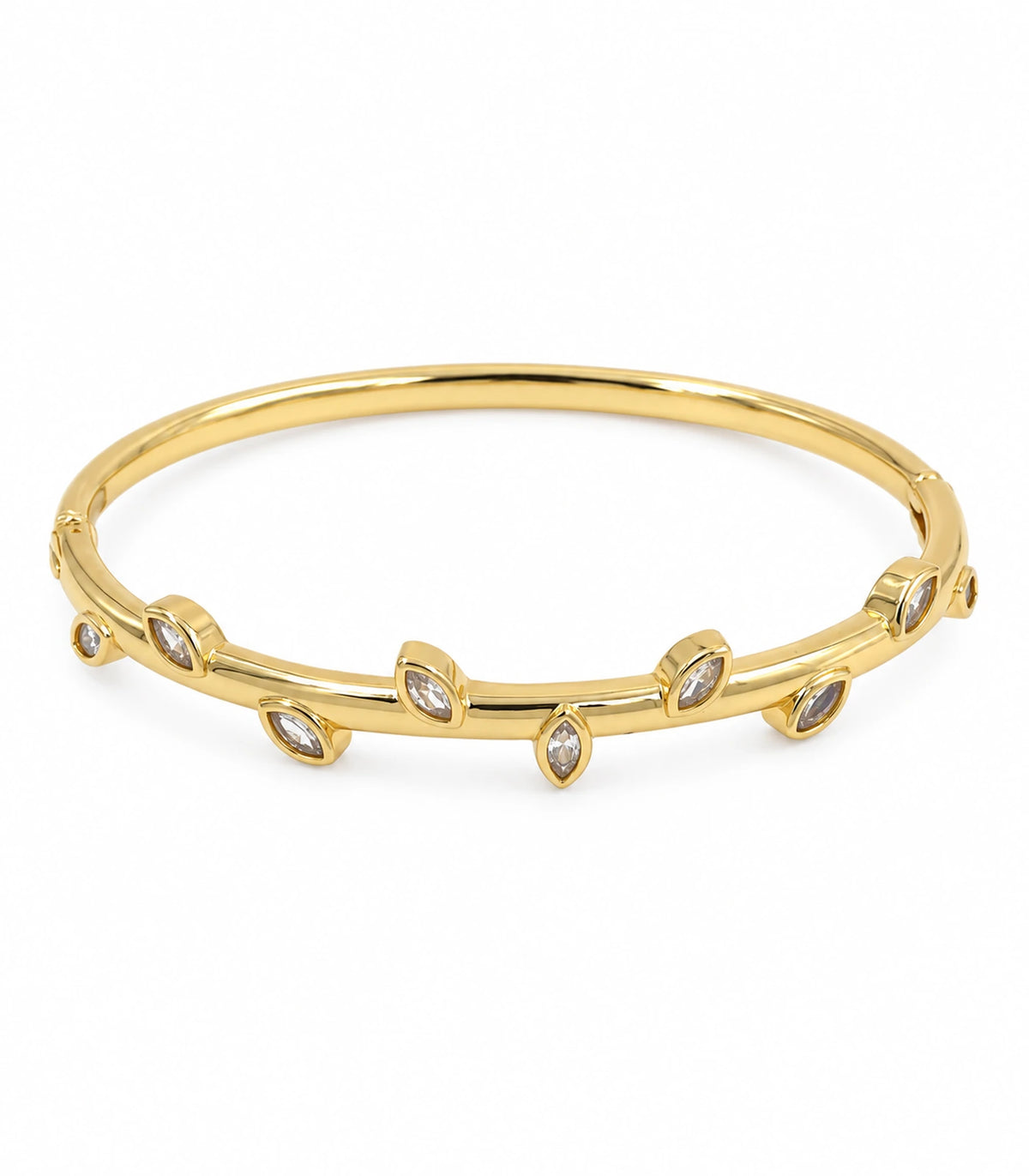 JIMIKI Gold-Tone Alternating Marquise Crystal Bangle — bangle on white background #color_gold-tone / clear