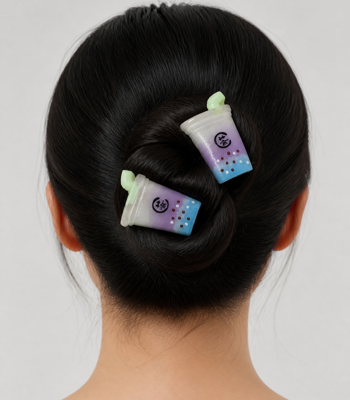 Lavender Blue Drink Barrette Pair styled editorial view
