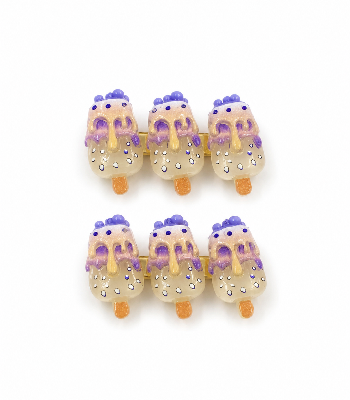 Lavender Iced Pop Trio Clip Pair on a white background