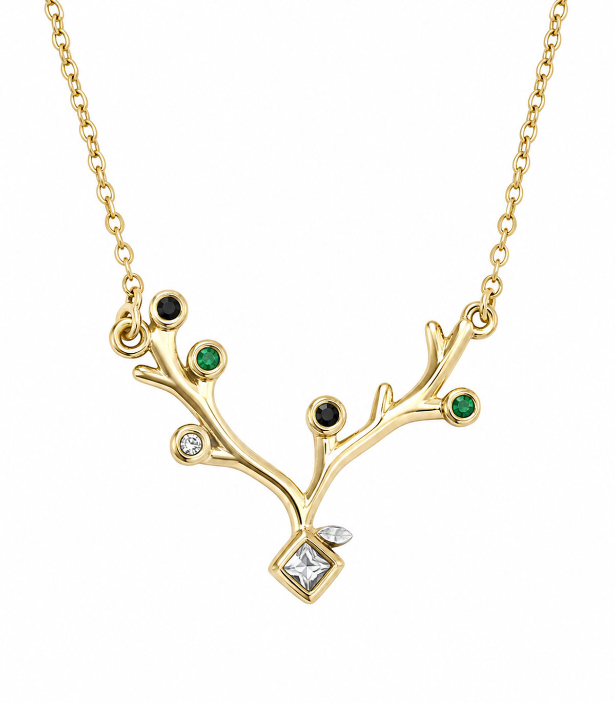 Multicolor Branch Crystal Necklace on white background