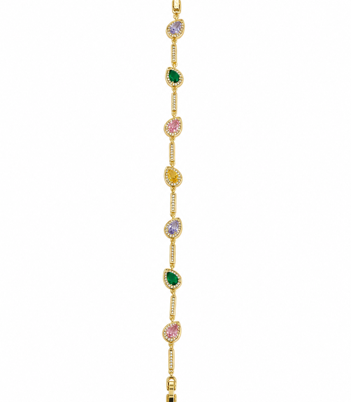 Multicolor Marquise Crystal Link Bracelet on white background