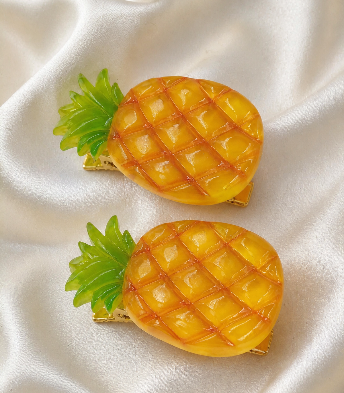 Pineapple Barrette Pair close-up view