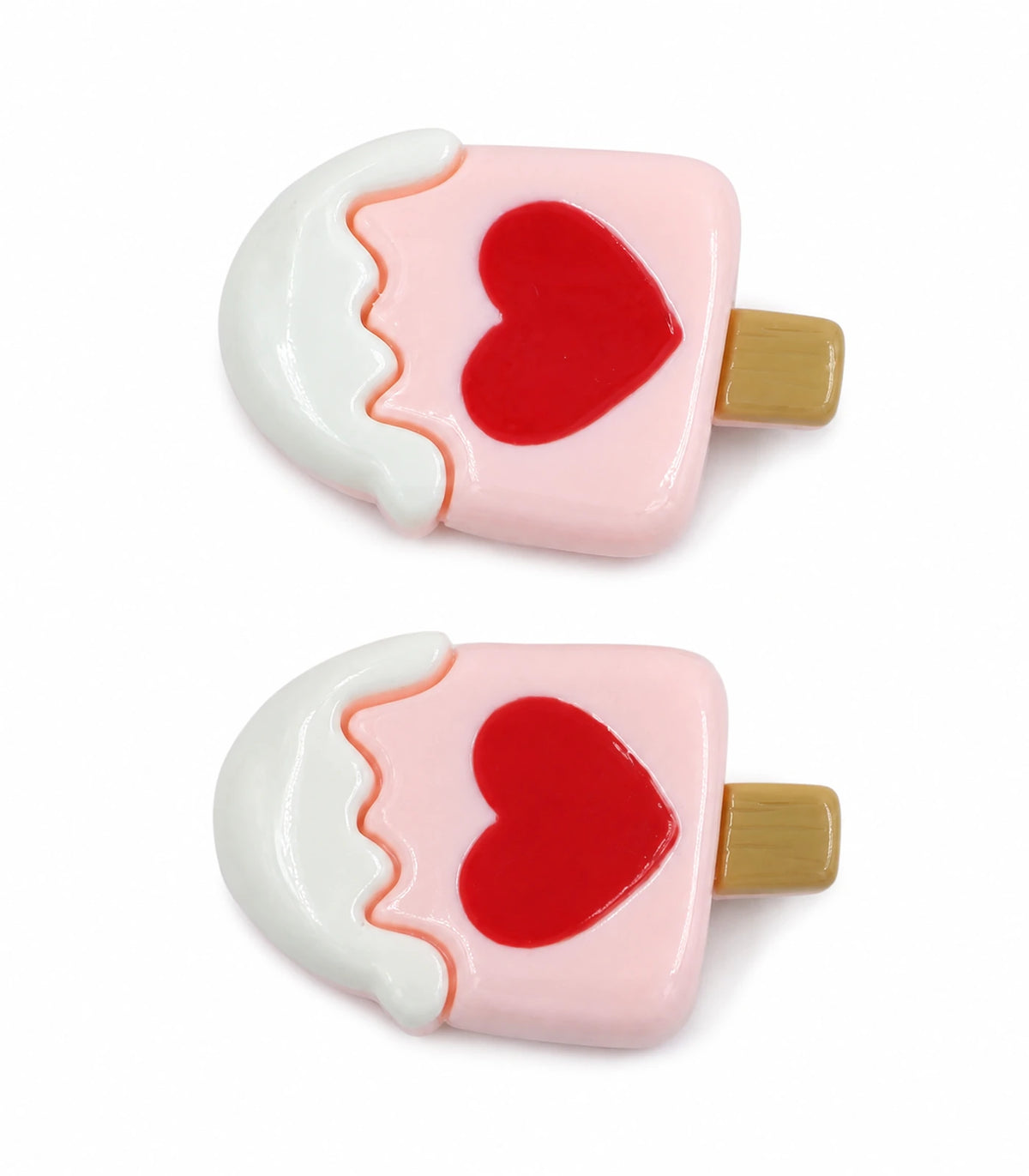 Pink Heart Frosted Popsicle Clip Pair on a clean white background