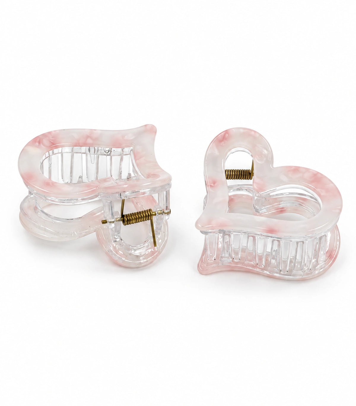 JIMIKI Marbled Heart Hair Claw Clips in Pink, white background product view #color_pink