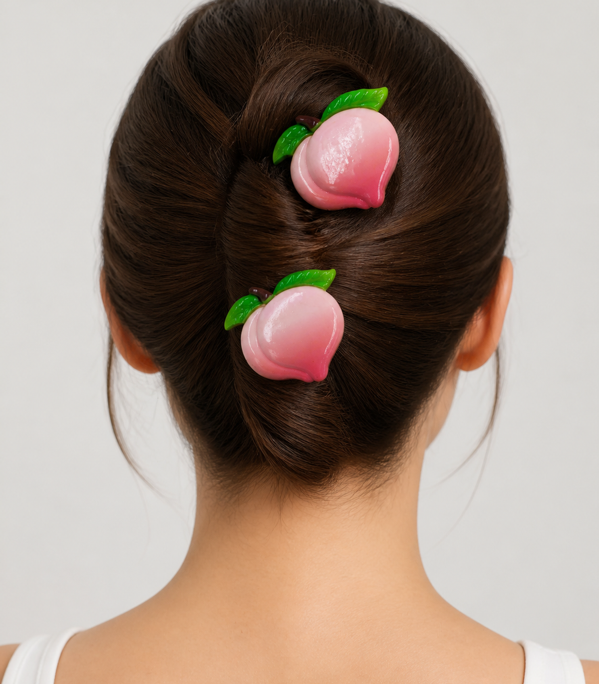 Pink Peach Barrette Pair styled editorial view