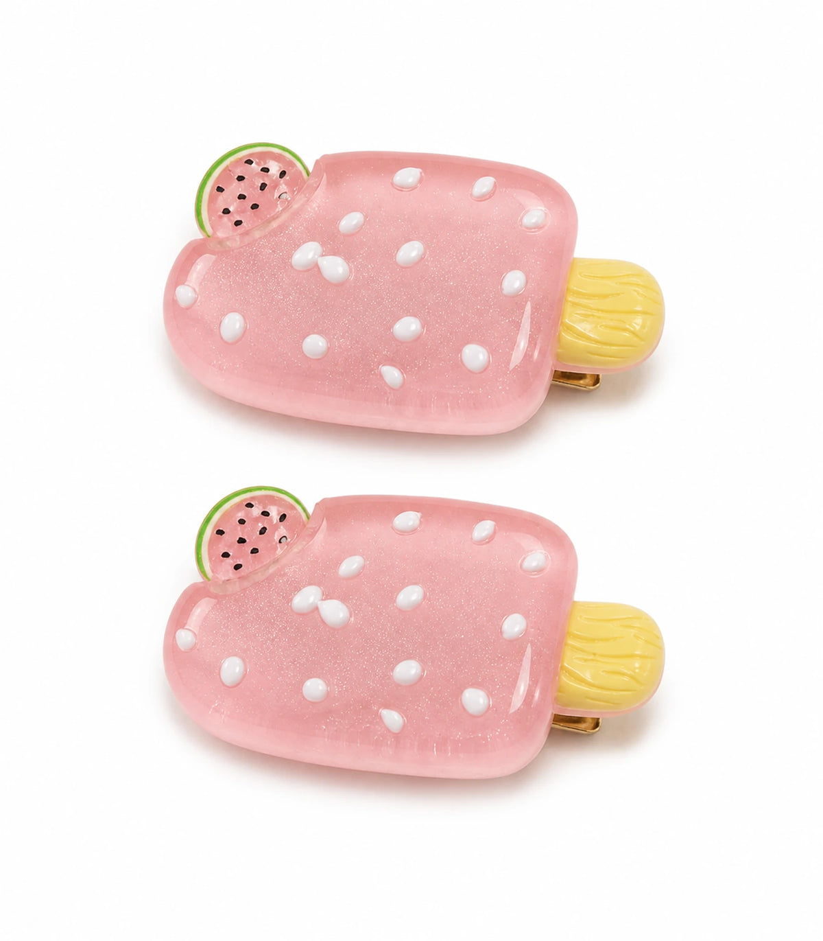 Pink Watermelon Popsicle Clip Pair on a clean white background