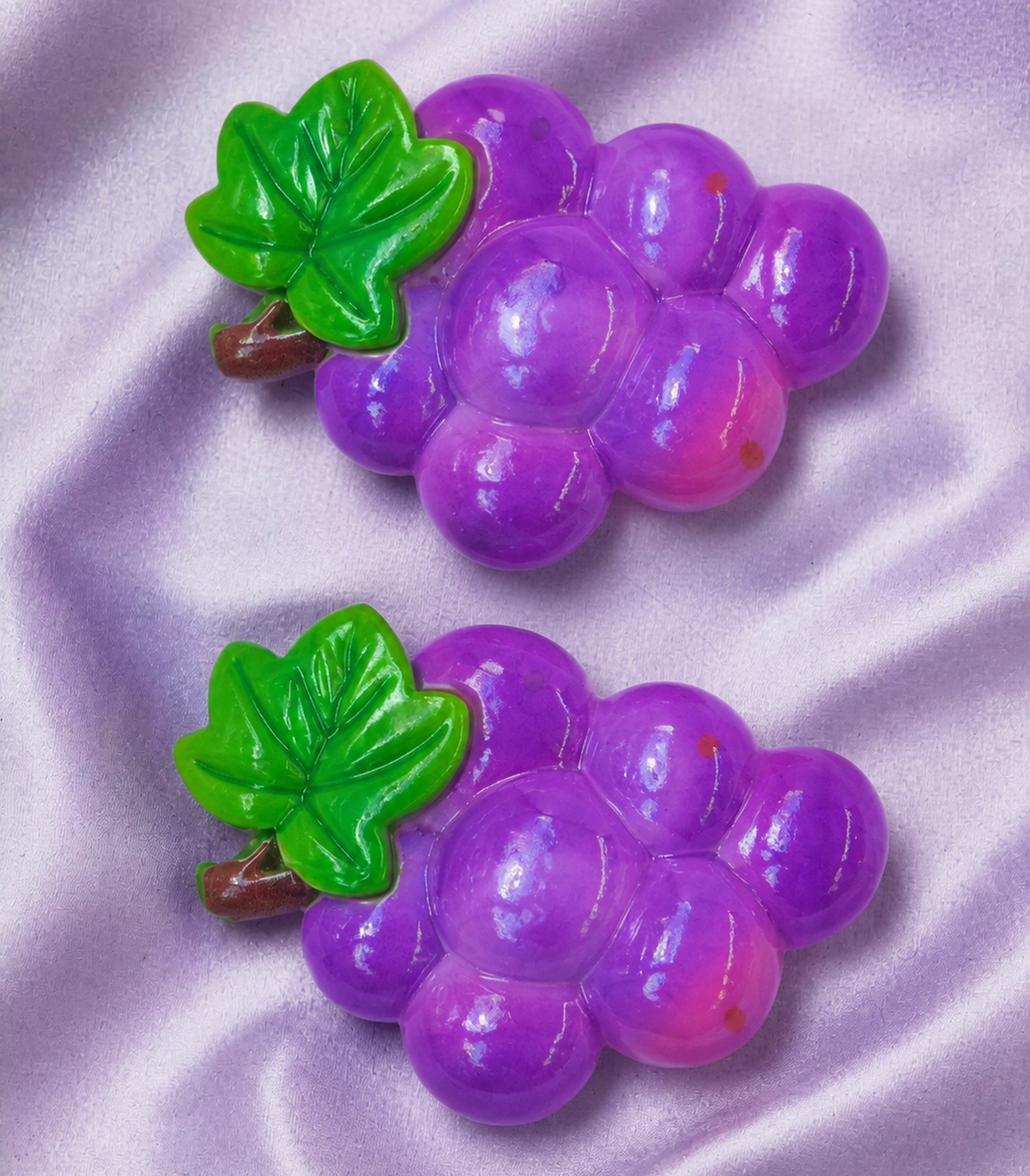 Purple Grape Barrette Pair close-up view