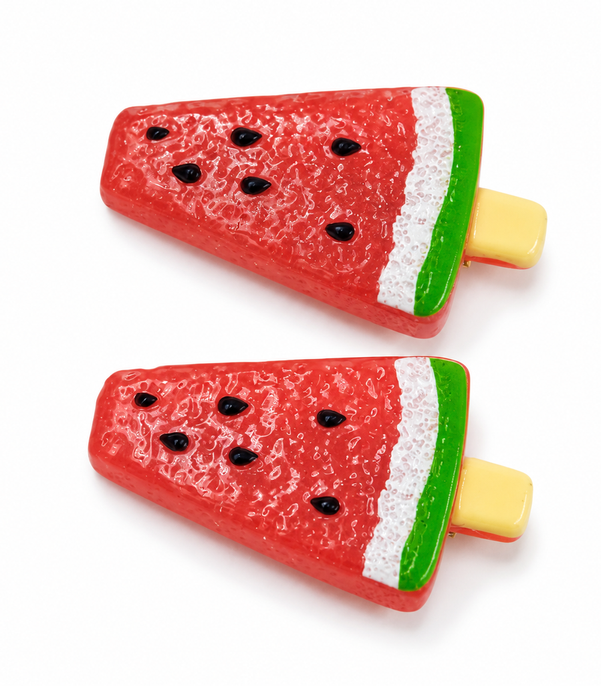 Red Watermelon Barrette Pair on white background