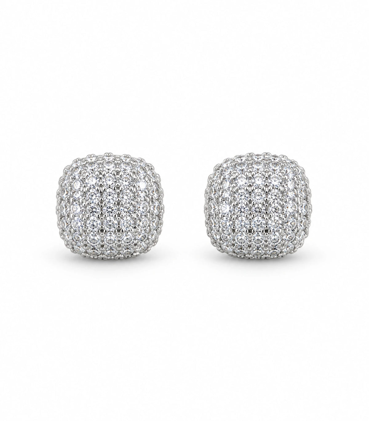 JIMIKI Silver Pave Cushion Stud Earrings - white-background #color_silver