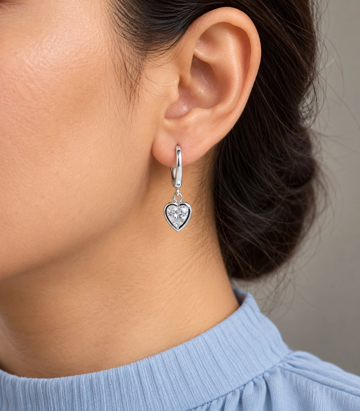 Silver-tone hoop earring set detail — closeup