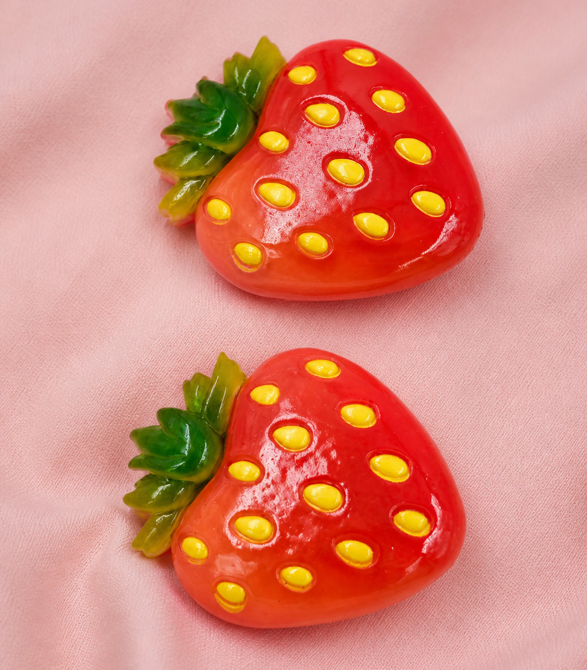 Strawberry Barrette Pair close-up view