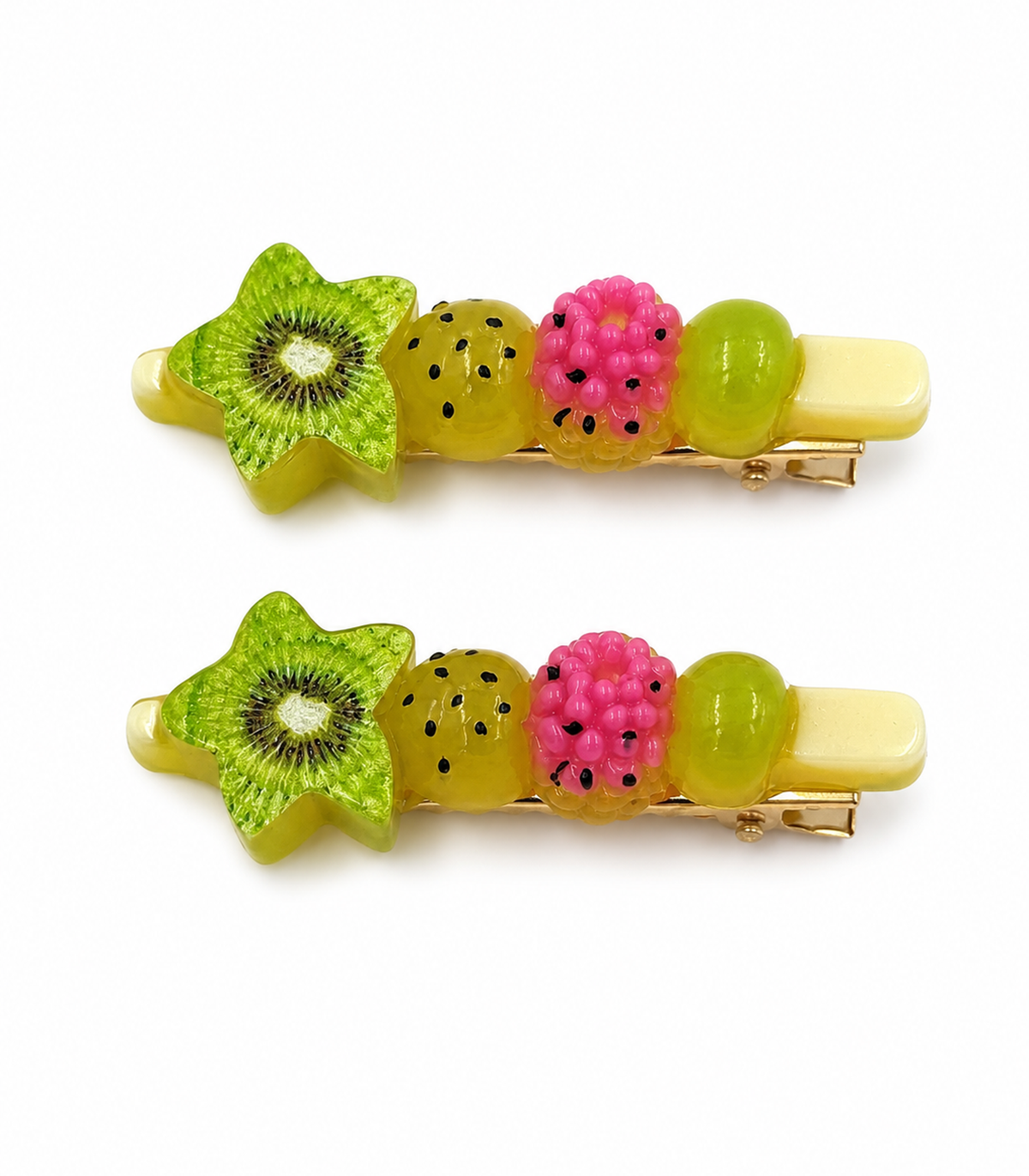 Tropical Fruit Skewer Barrette Pair on a white background
