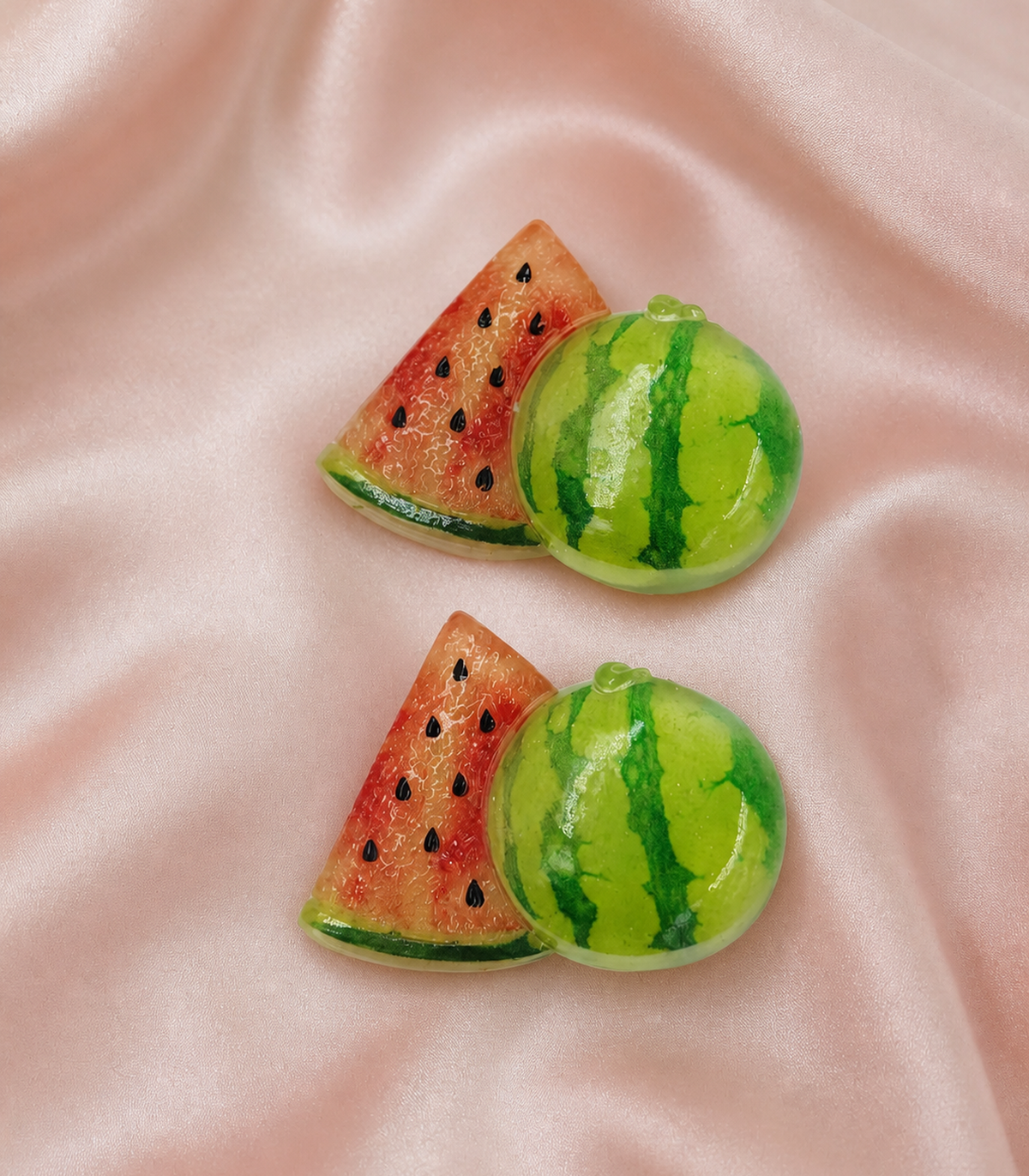 Watermelon Slice Barrette Pair close-up view