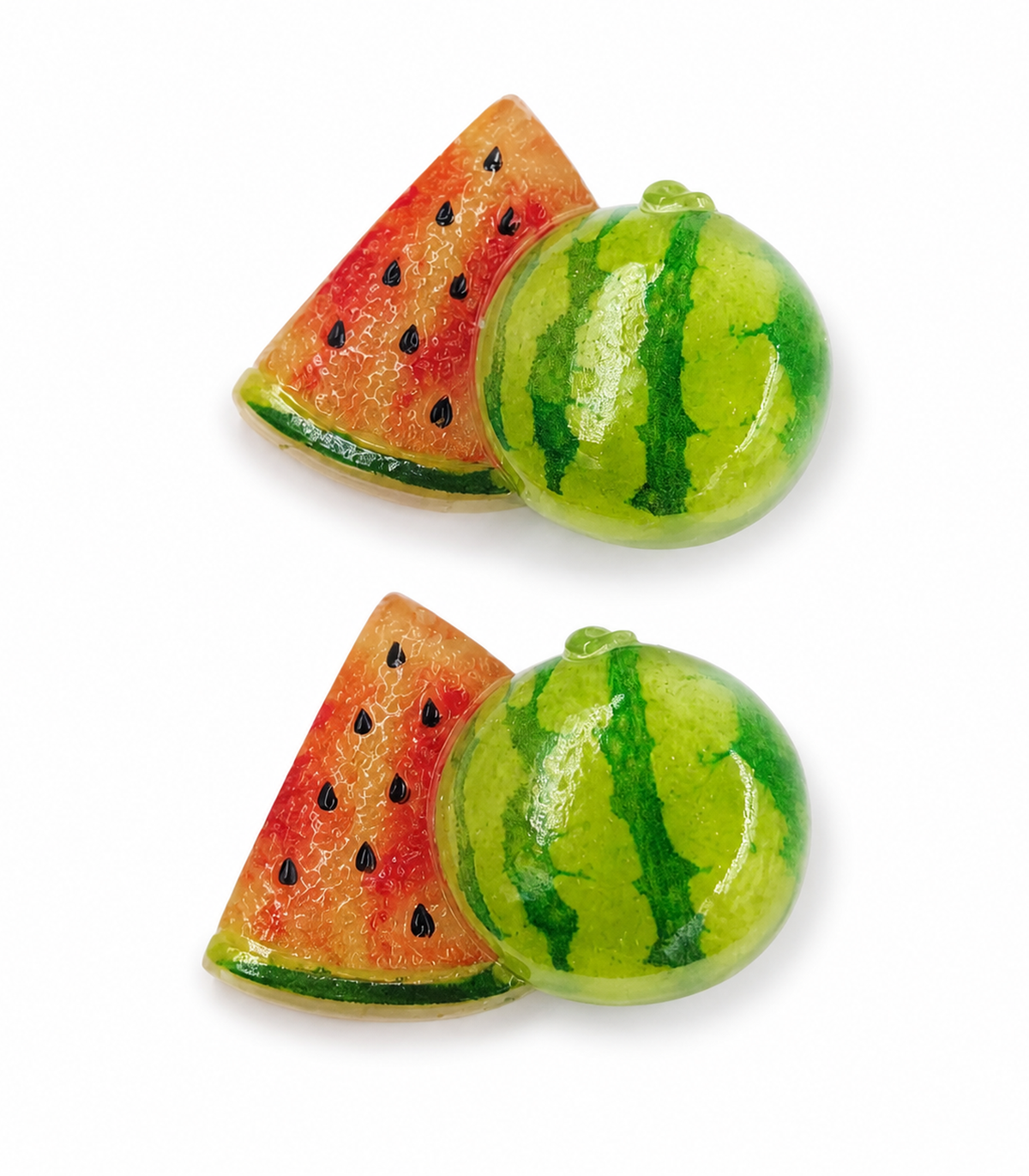 Watermelon Slice Barrette Pair on white background