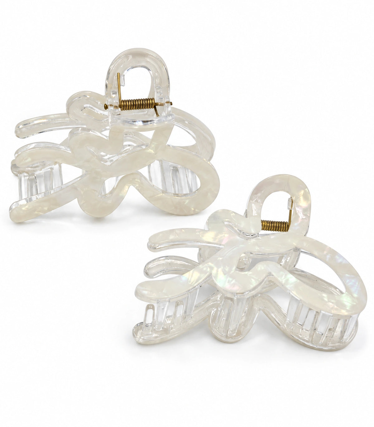 JIMIKI Iridescent Butterfly Hair Claw Clips in White, white background product view #color_white