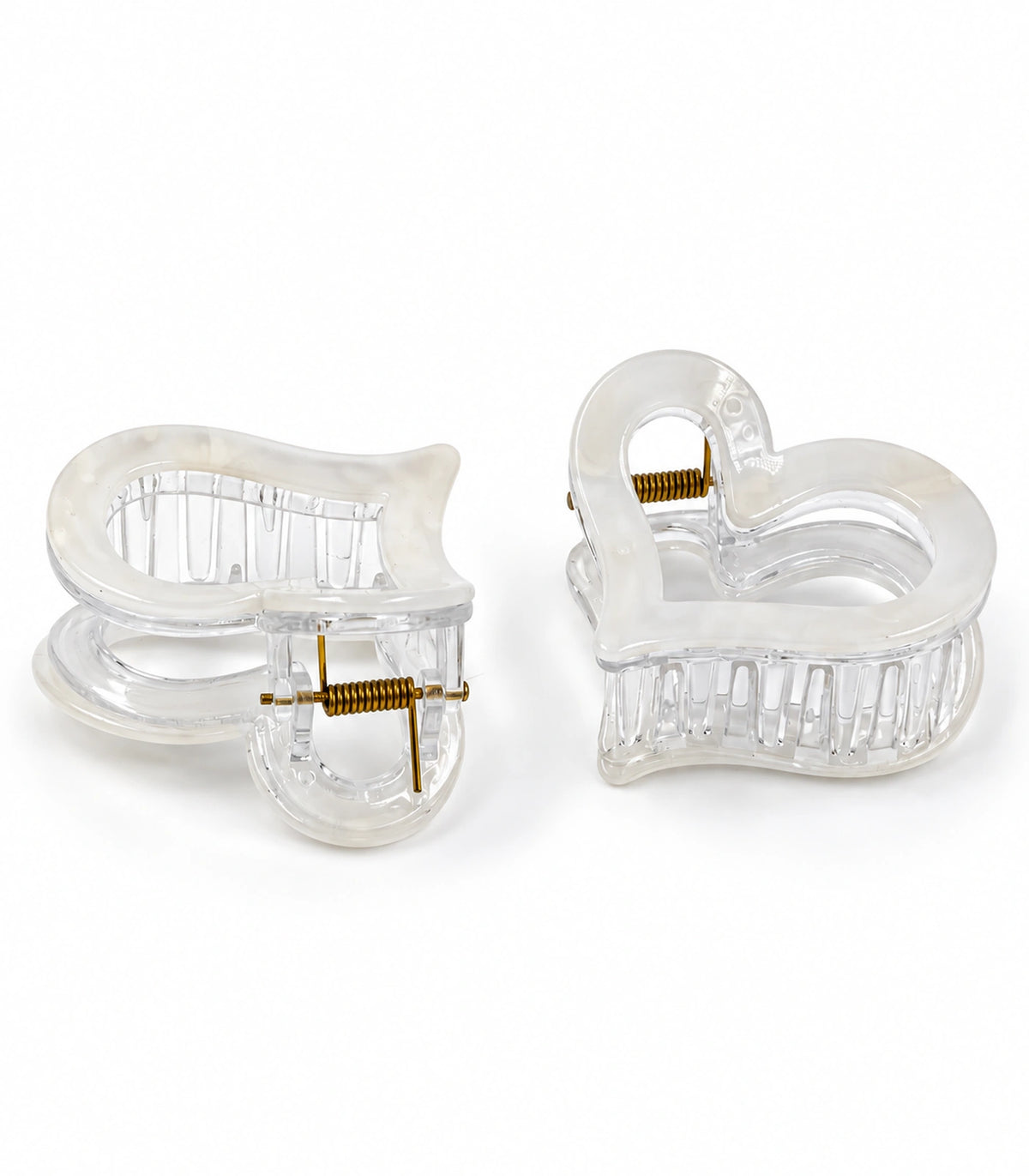 JIMIKI Marbled Heart Hair Claw Clips in White, white background product view #color_white
