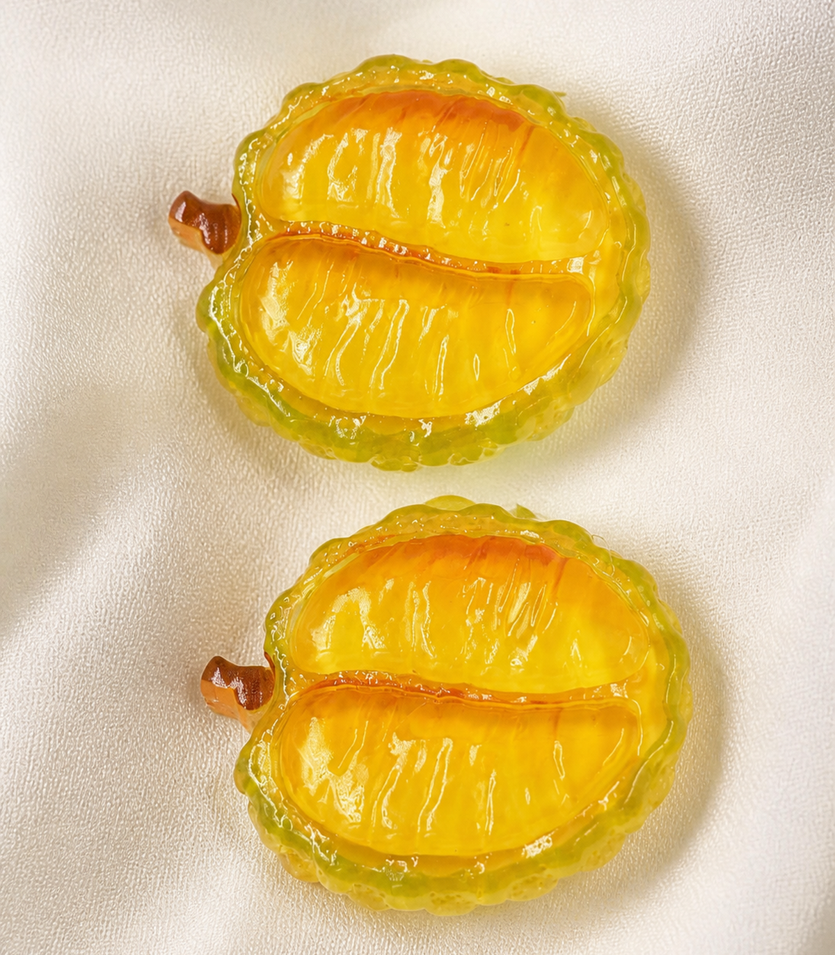 Yellow Citrus Barrette Pair close-up view