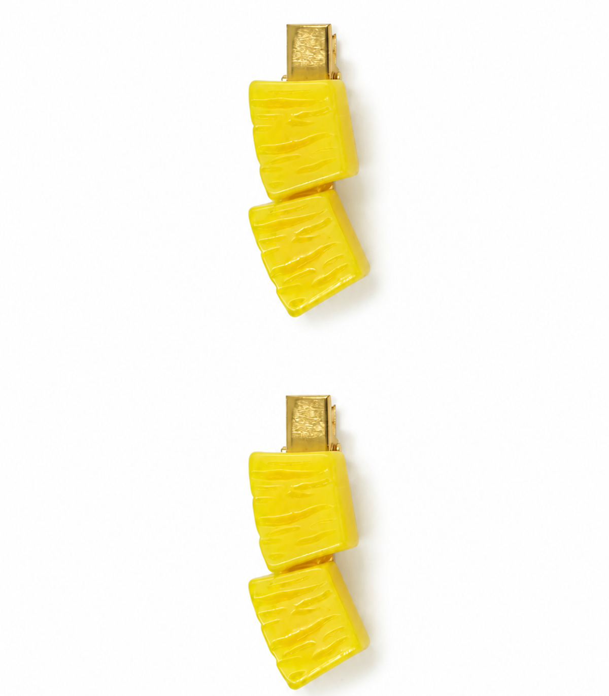 Yellow Wavy Duo Clip Pair on a white background