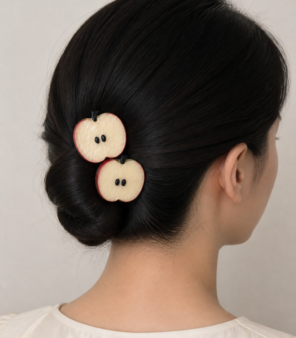 Apple Slice Barrette Pair styled editorial view