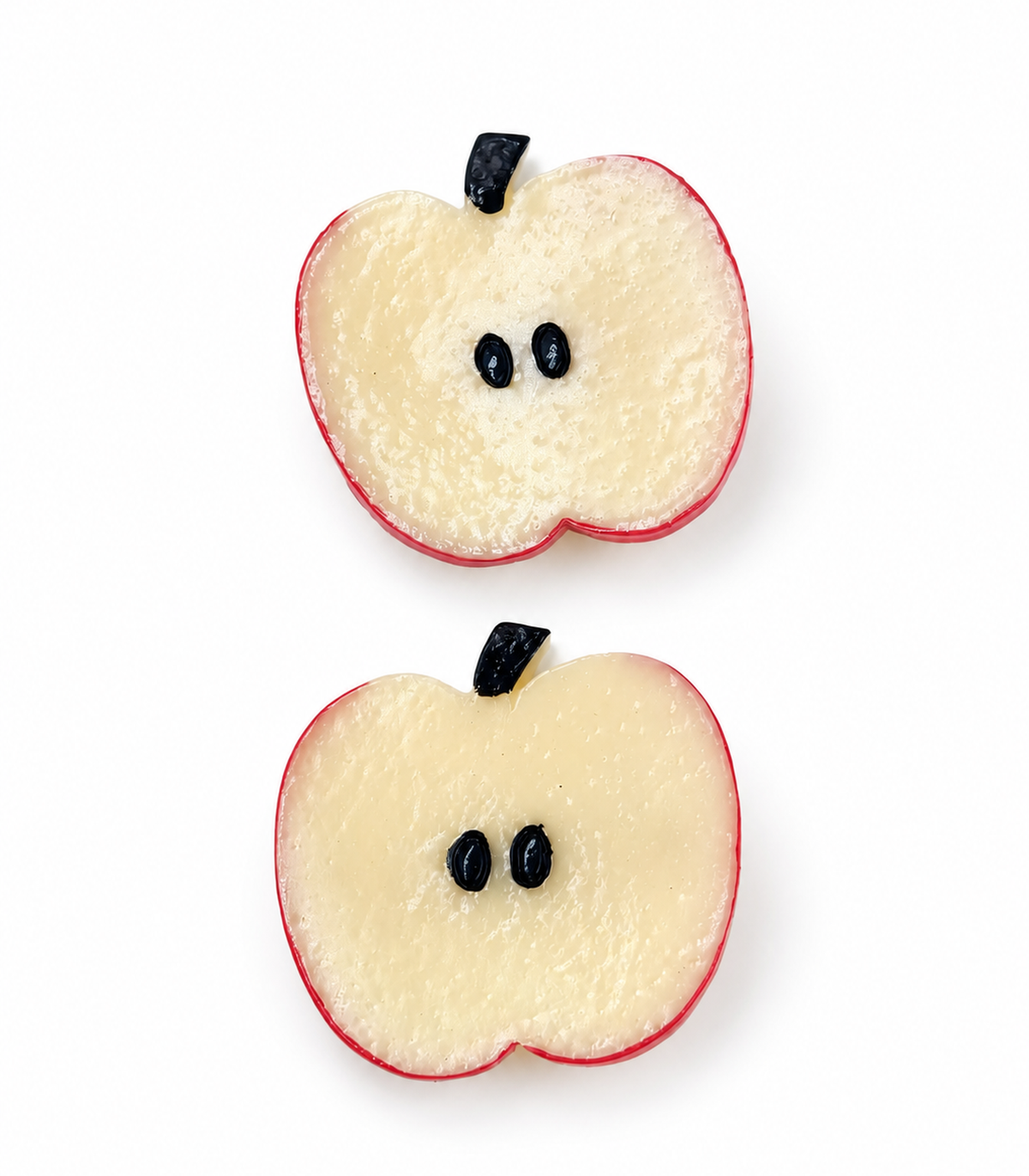 Apple Slice Barrette Pair on white background