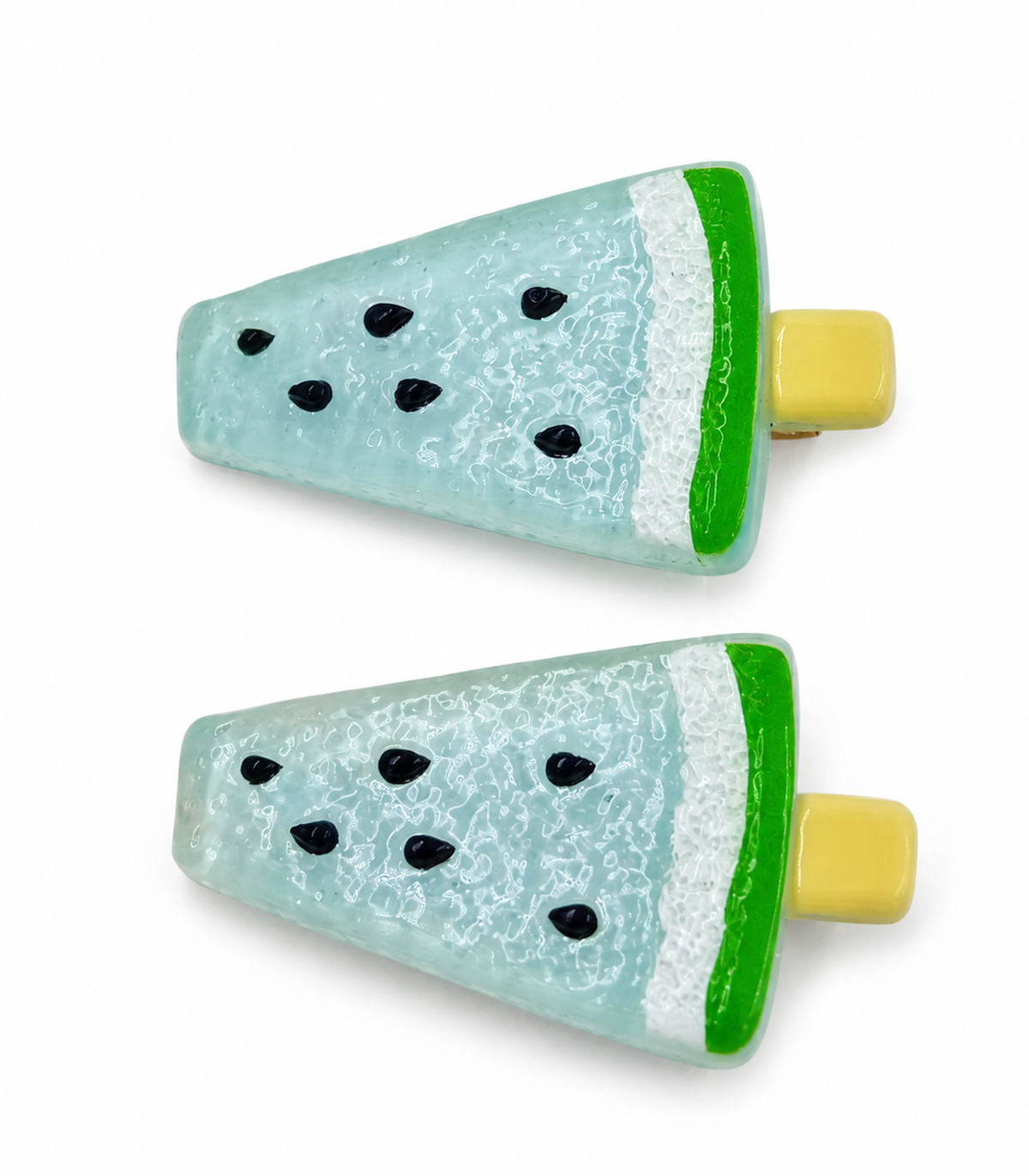 Aqua Watermelon Barrette Pair on white background