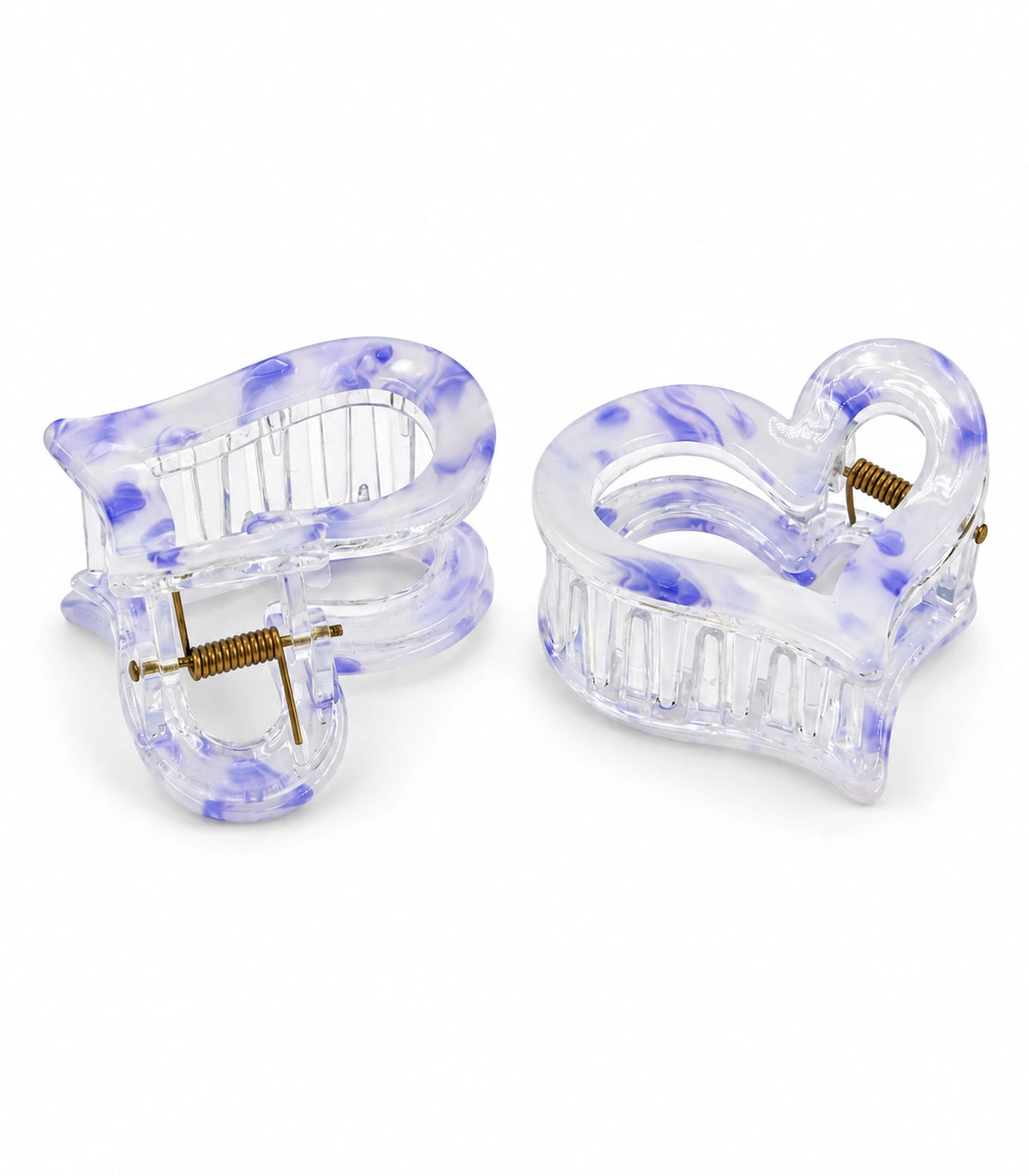 JIMIKI Marbled Heart Hair Claw Clips in Blue, white background product view #color_blue