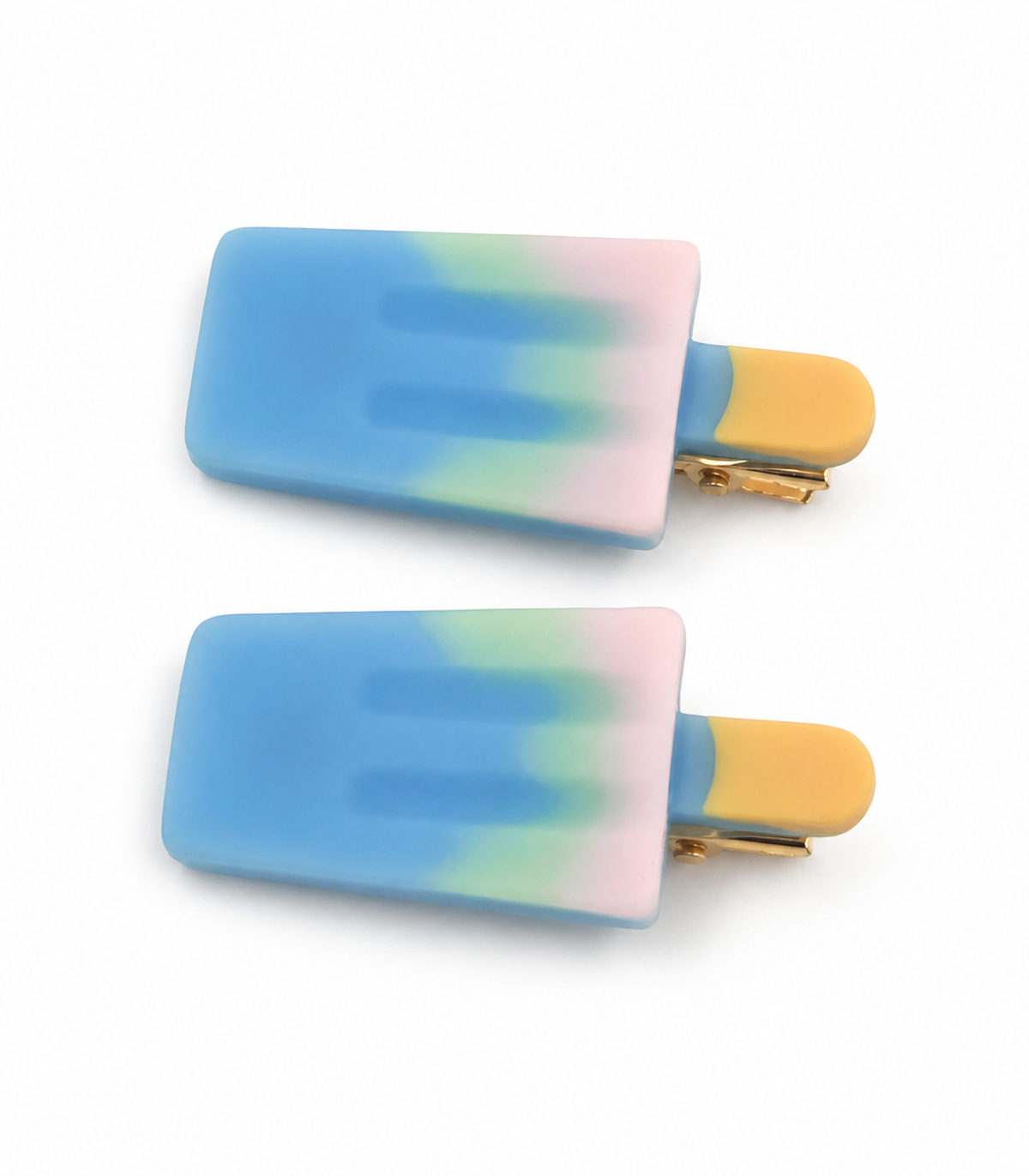Blue Pink Popsicle Clip Pair on a white background