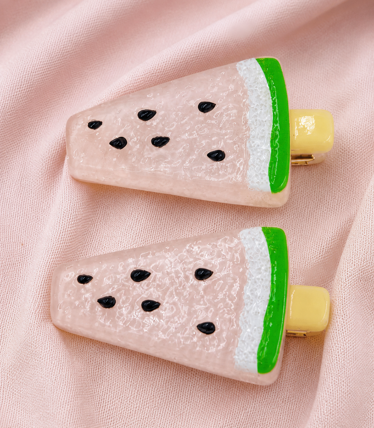 Blush Watermelon Barrette Pair close-up view