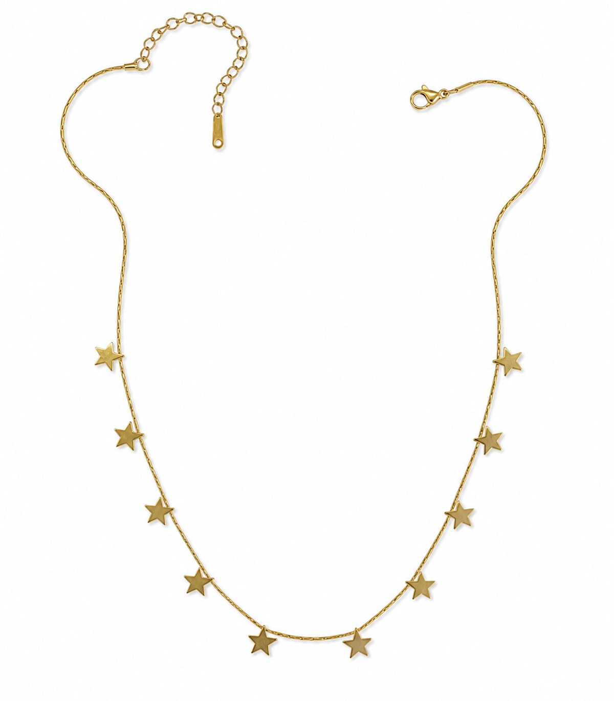 Gold Star Charm Necklace on a white background