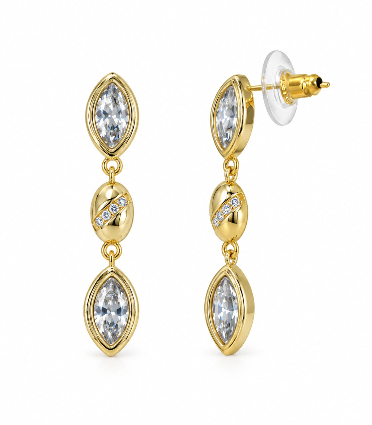 JIMIKI Marquise Crystal Oval Link Drop Earring Pair in Gold-tone, white background product view #color_gold-tone