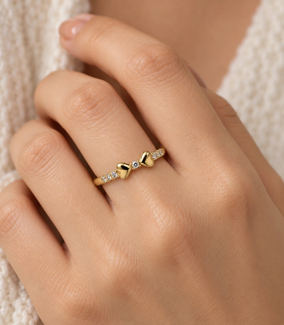 JIMIKI Gold Tone Crystal Bow Ring in Gold Tone - close-up details #color_gold-tone