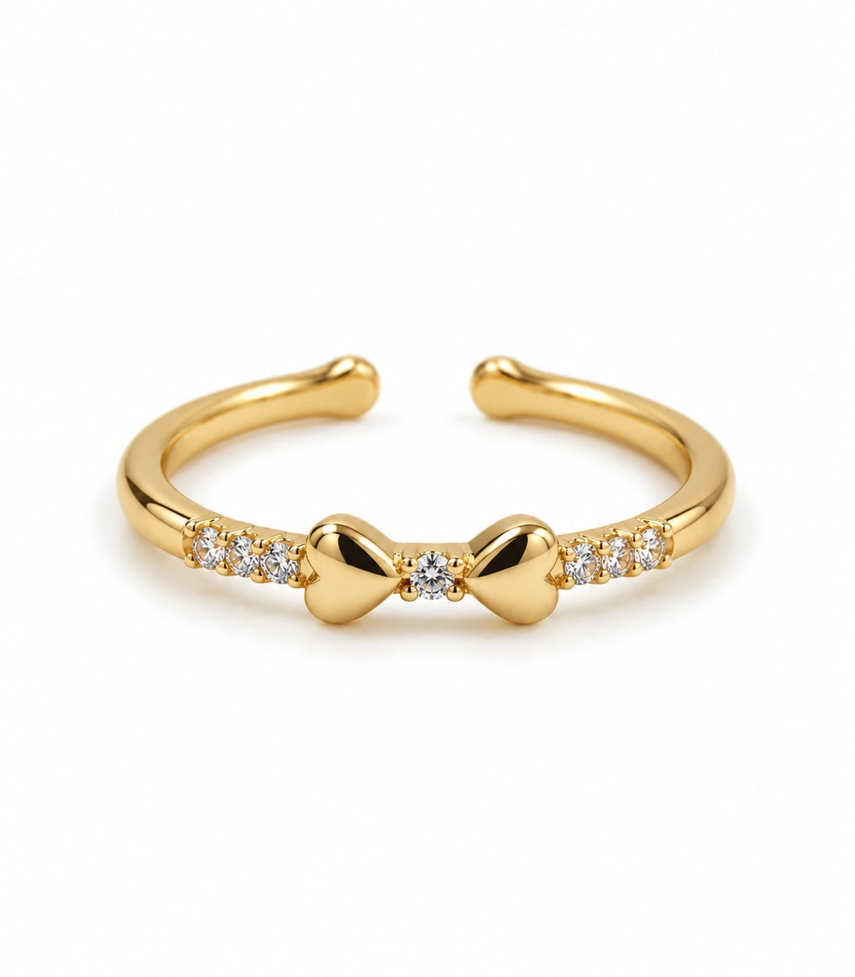 JIMIKI Gold Tone Crystal Bow Ring in Gold Tone - product on white #color_gold-tone