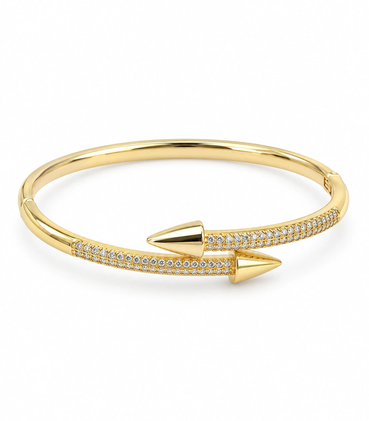 JIMIKI Gold-Tone Double Row Pavé Spear Wrap Bangle — bangle on white background #color_gold-tone / clear