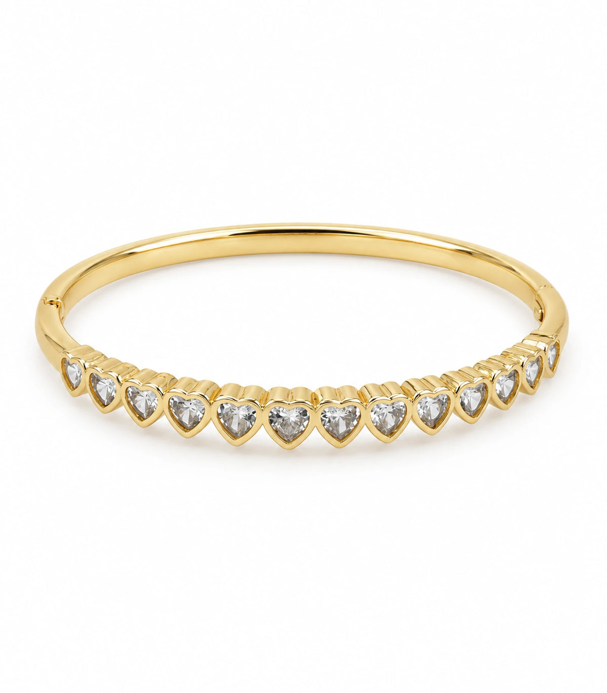 JIMIKI Gold-Tone Graduated Heart Crystal Bangle — bangle on white background #color_gold-tone / clear