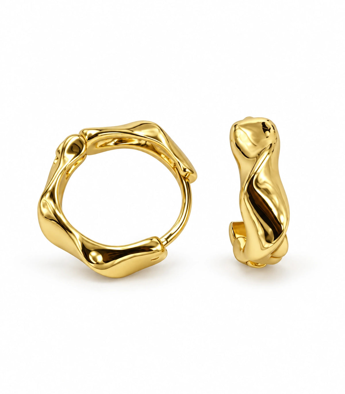 JIMIKI Gold Tone Sculpted Twist Hoop Earrings in Gold Tone - white background #color_gold-tone