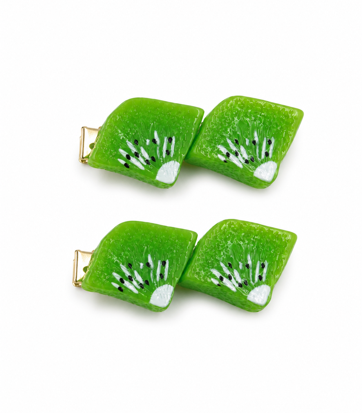Green Kiwi Duo Clip Pair on a white background