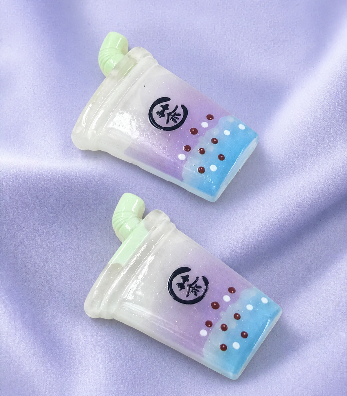 Lavender Blue Drink Barrette Pair close-up view