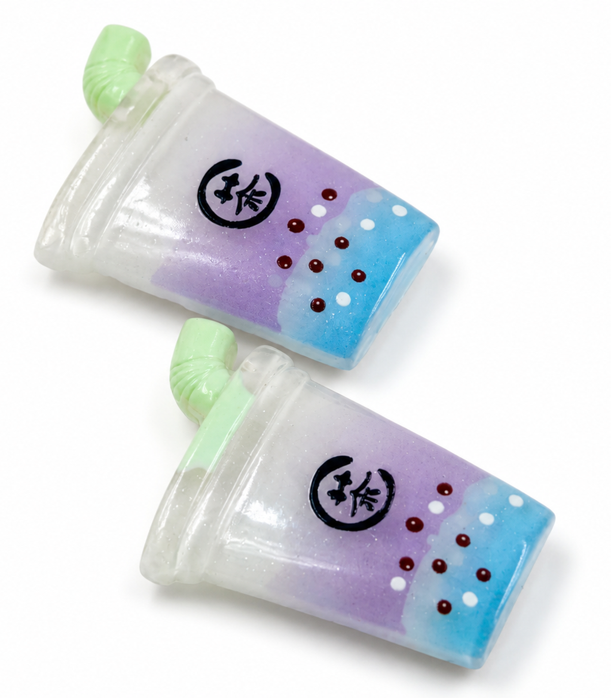 Lavender Blue Drink Barrette Pair on white background