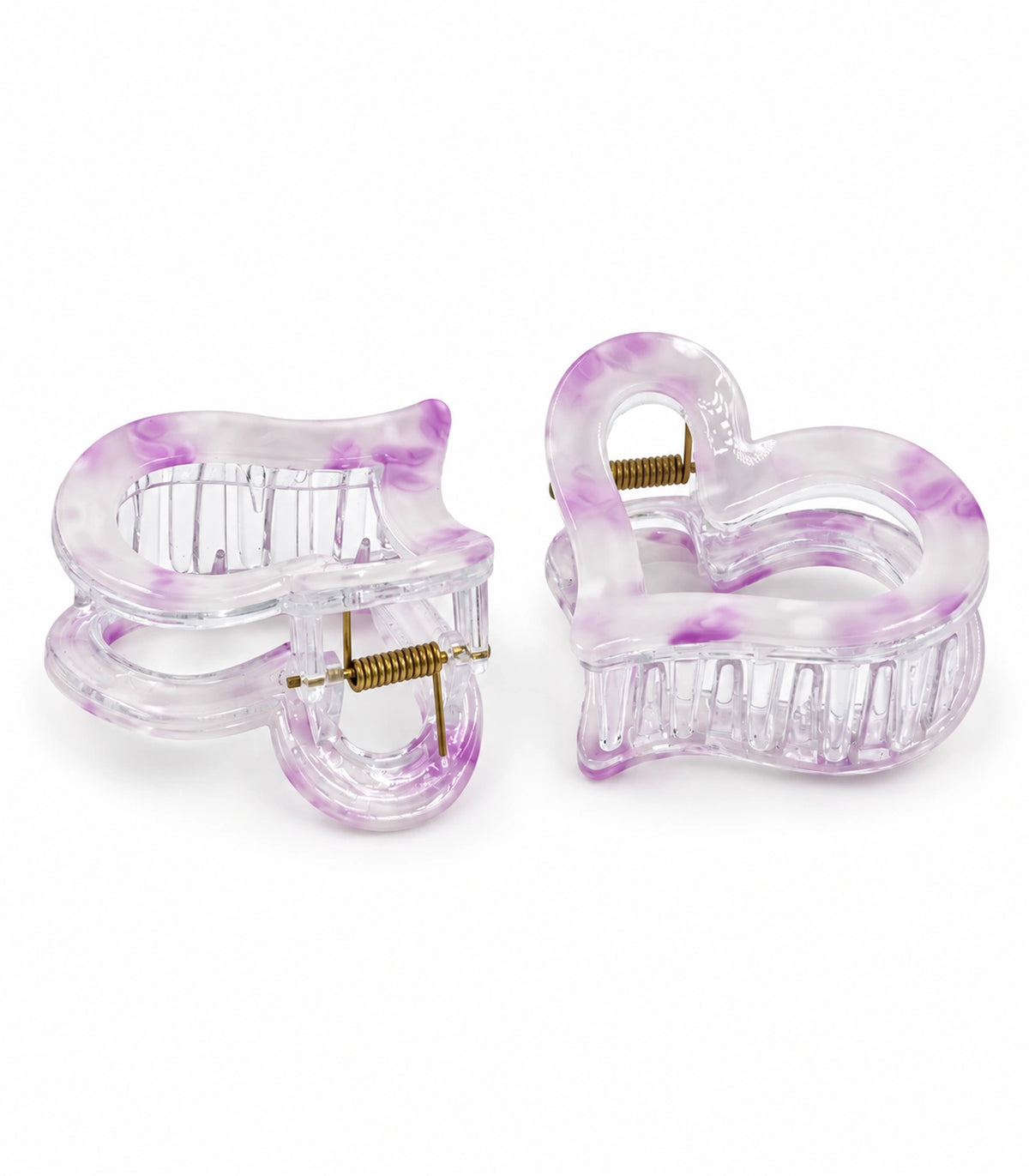 JIMIKI Marbled Heart Hair Claw Clips in Lavender, white background product view #color_lavender